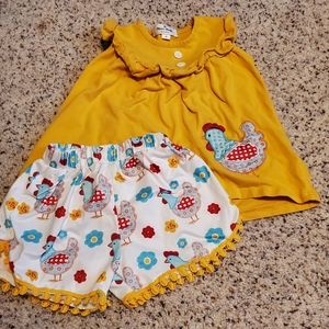 3T Nicole Marie boutique 2 piece outfit, chicken